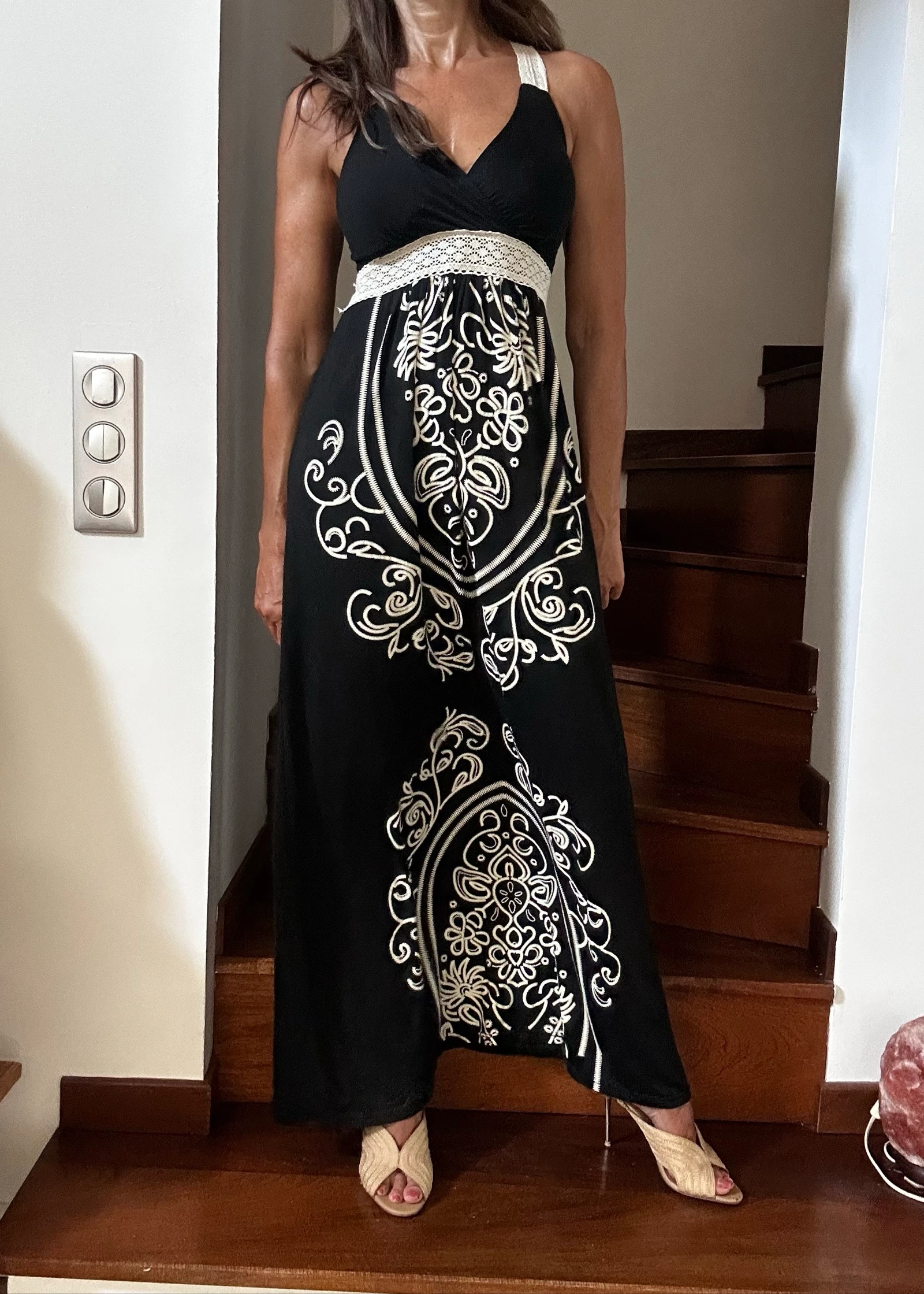 Long bohemian black & ecru dress – Size S/M – photo 2